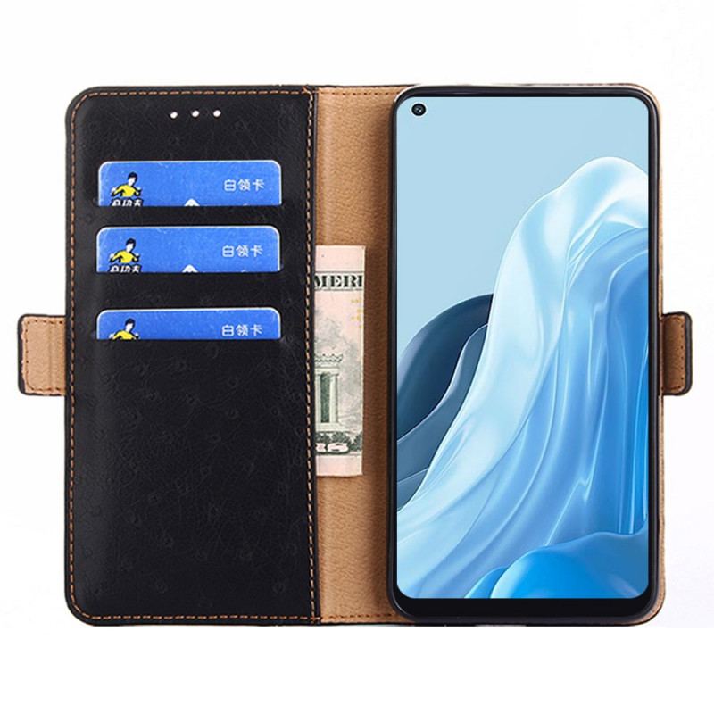 Capa Flip Para Oppo Find X5 Lite Textura De Pele De Avestruz