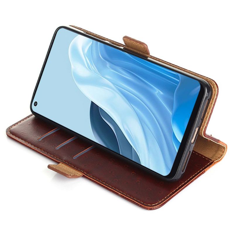 Capa Flip Para Oppo Find X5 Lite Textura De Pele De Avestruz