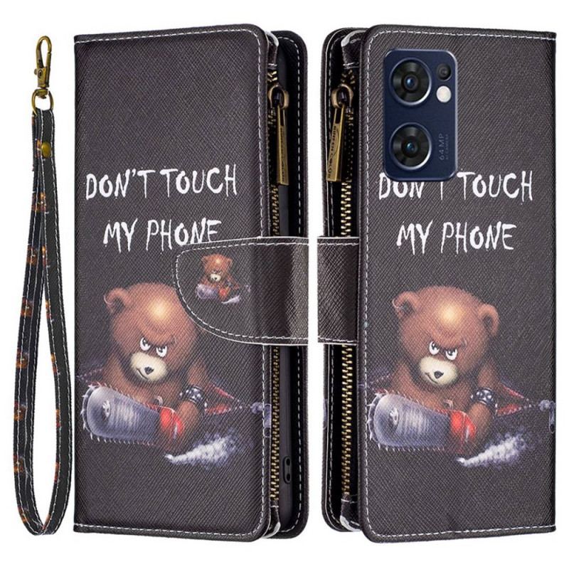 Capa Flip Para Oppo Find X5 Lite Urso De Bolso Com Zíper