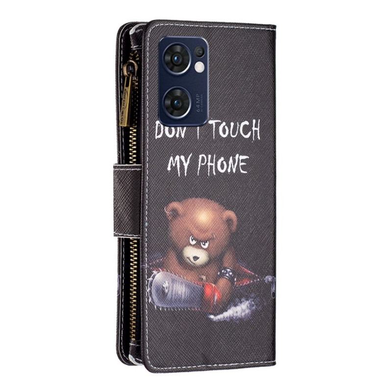 Capa Flip Para Oppo Find X5 Lite Urso De Bolso Com Zíper