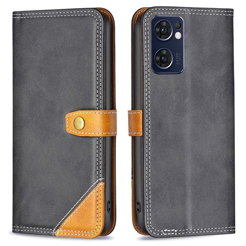 Capa Folio Para Oppo Find X5 Lite Bicolor Com Alça