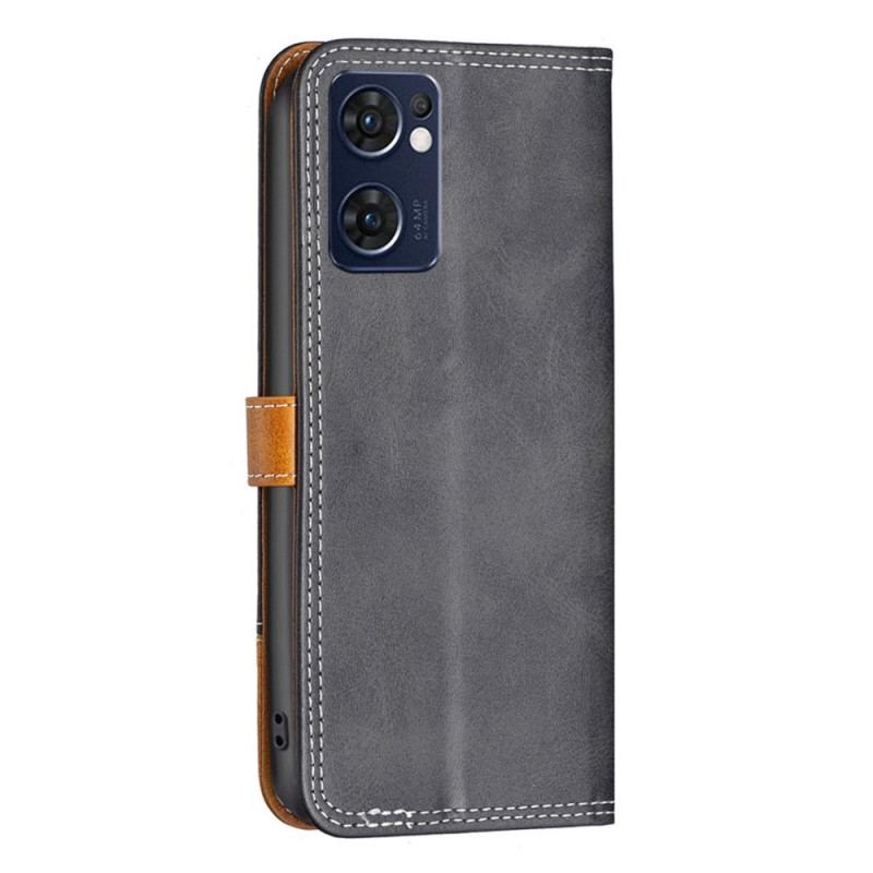 Capa Folio Para Oppo Find X5 Lite Bicolor Com Alça