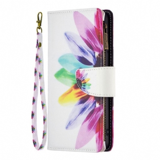 Capa Folio Para Oppo Find X5 Lite Bolso Com Zíper Flor