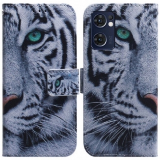 Capa Folio Para Oppo Find X5 Lite Cara De Tigre