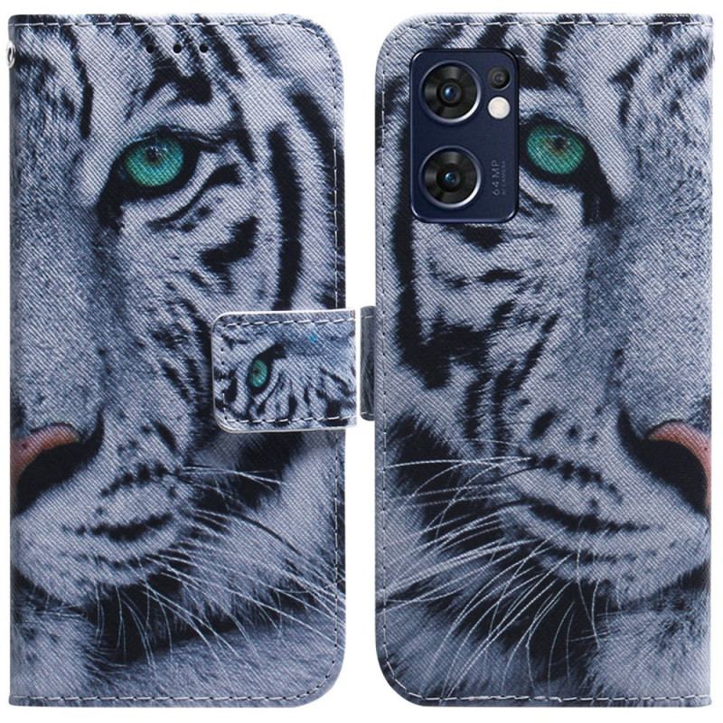 Capa Folio Para Oppo Find X5 Lite Cara De Tigre