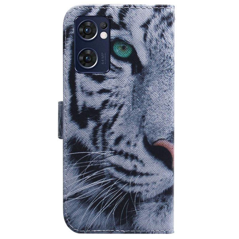 Capa Folio Para Oppo Find X5 Lite Cara De Tigre