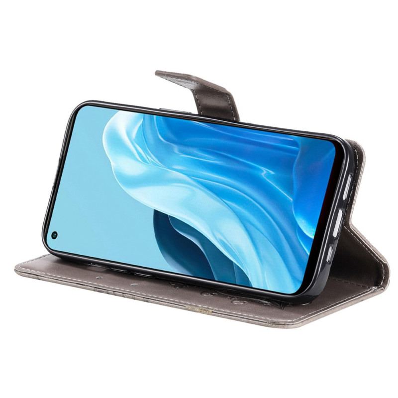 Capa Folio Para Oppo Find X5 Lite De Cordão Borboletas Gigantes