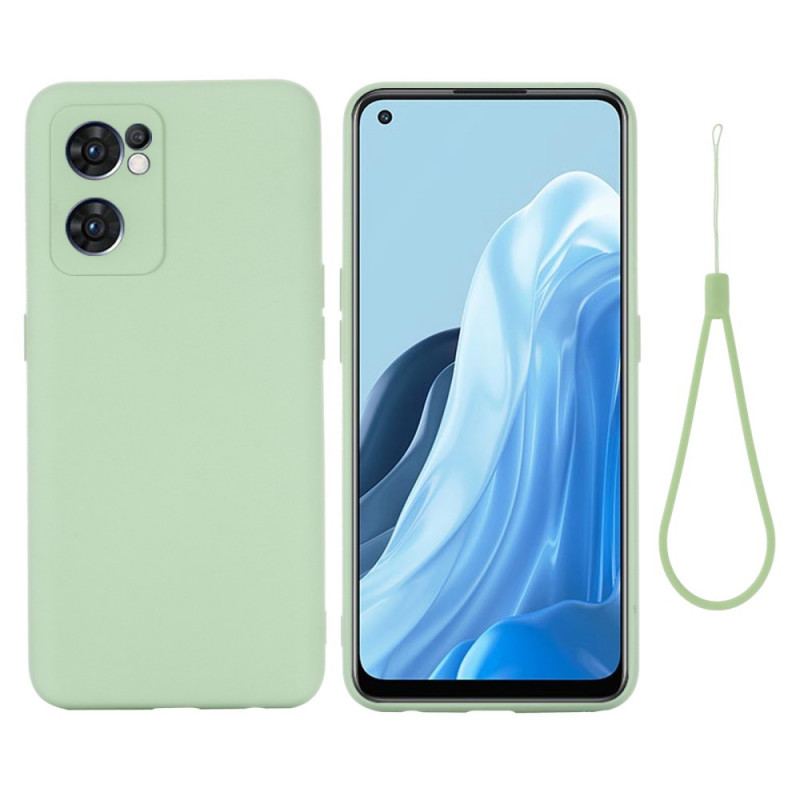 Capa Para Oppo Find X5 Lite Silicone Líquido Com Cordão