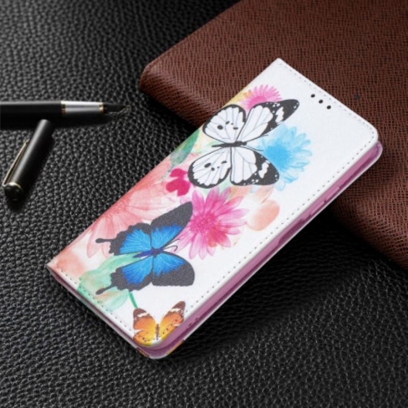 Capa De Celular Para Xiaomi Redmi Note 10 / 10S Flip Borboletas Coloridas