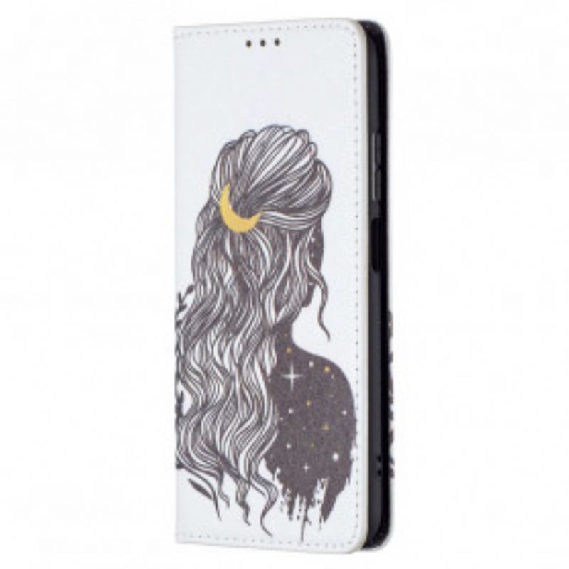 Capa De Celular Para Xiaomi Redmi Note 10 / 10S Flip Cabelo Bonito