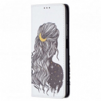 Capa De Celular Para Xiaomi Redmi Note 10 / 10S Flip Cabelo Bonito