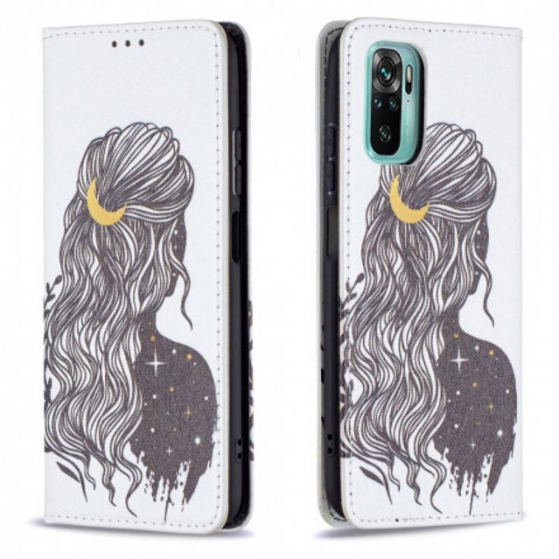 Capa De Celular Para Xiaomi Redmi Note 10 / 10S Flip Cabelo Bonito