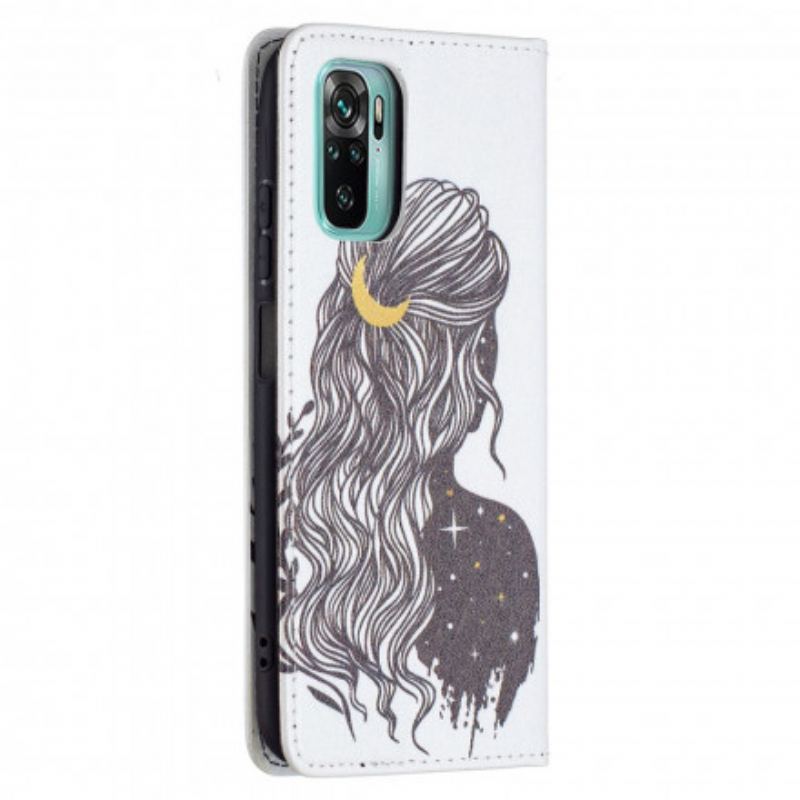 Capa De Celular Para Xiaomi Redmi Note 10 / 10S Flip Cabelo Bonito