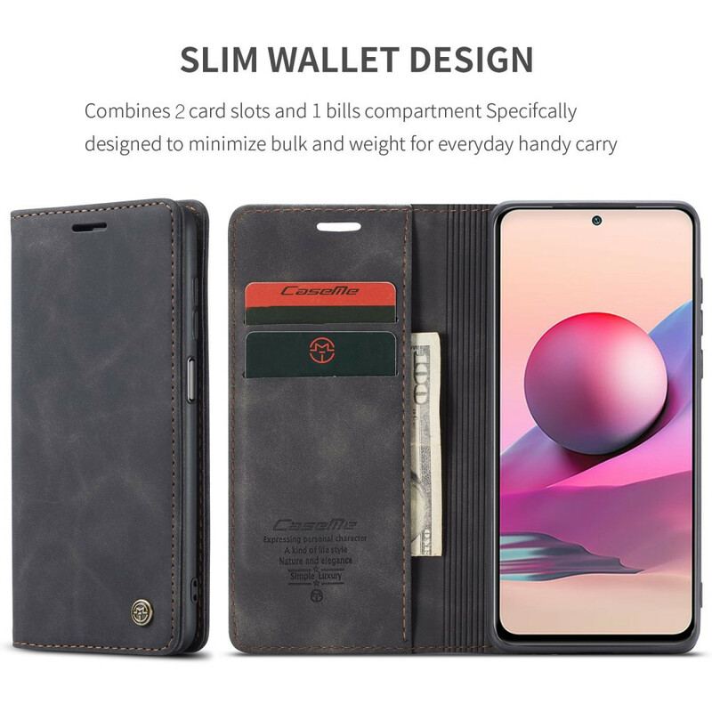 Capa De Celular Para Xiaomi Redmi Note 10 / 10S Flip Caseme Efeito Couro