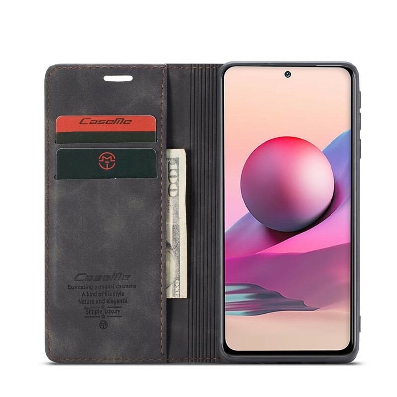 Capa De Celular Para Xiaomi Redmi Note 10 / 10S Flip Caseme Efeito Couro