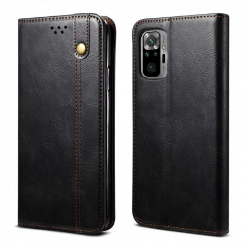 Capa De Celular Para Xiaomi Redmi Note 10 / 10S Flip Couro Sintético Encerado