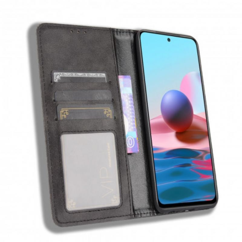 Capa De Celular Para Xiaomi Redmi Note 10 / 10S Flip Efeito Couro Vintage Estilizado