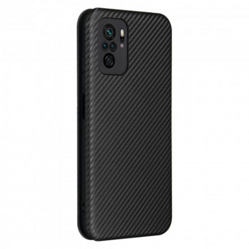 Capa De Celular Para Xiaomi Redmi Note 10 / 10S Flip Fibra De Carbono Com Anel De Suporte