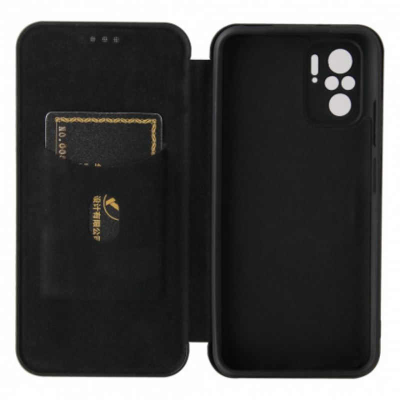 Capa De Celular Para Xiaomi Redmi Note 10 / 10S Flip Fibra De Carbono Com Anel De Suporte