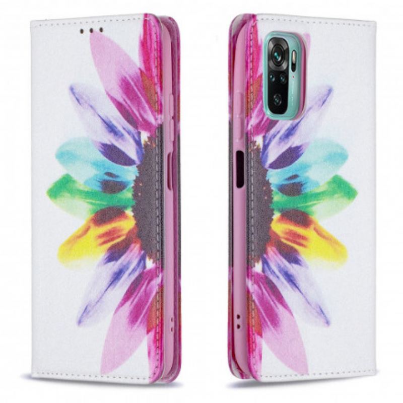 Capa De Celular Para Xiaomi Redmi Note 10 / 10S Flip Flor Aquarela