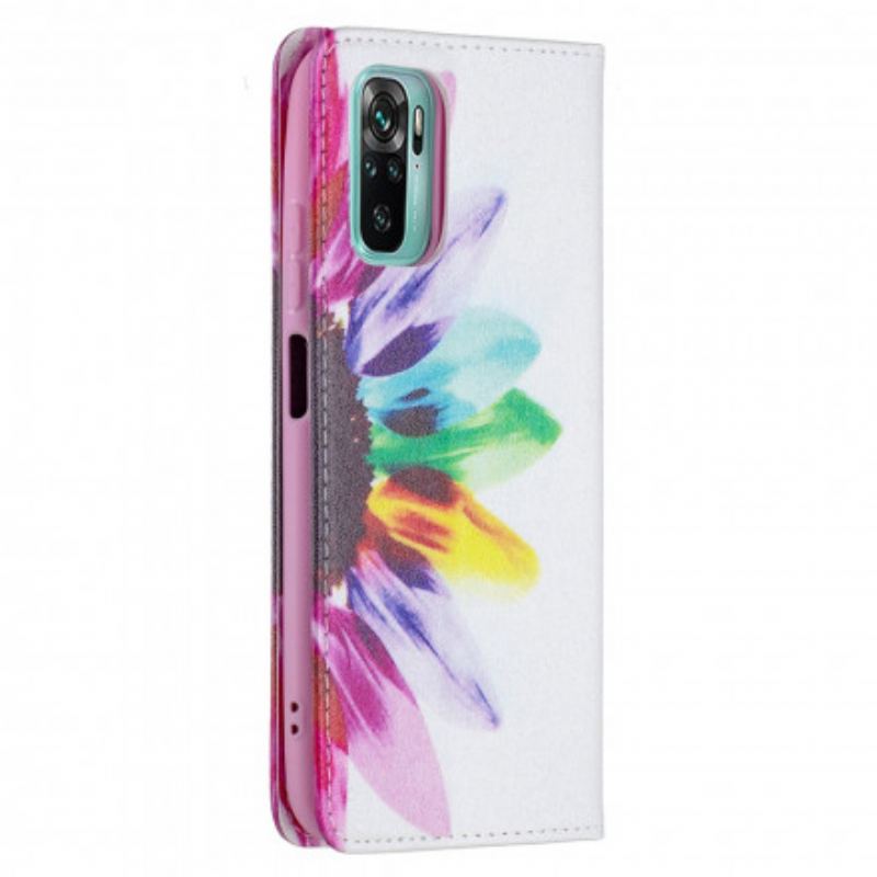 Capa De Celular Para Xiaomi Redmi Note 10 / 10S Flip Flor Aquarela