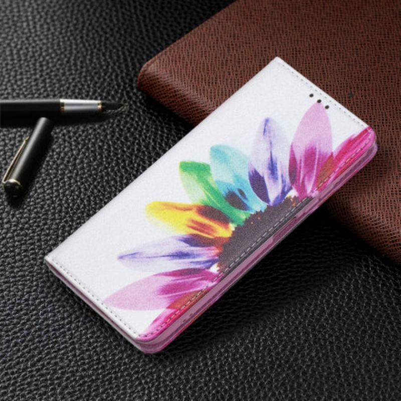 Capa De Celular Para Xiaomi Redmi Note 10 / 10S Flip Flor Aquarela