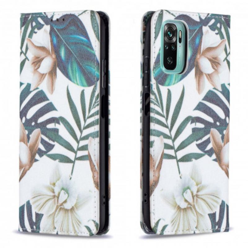 Capa De Celular Para Xiaomi Redmi Note 10 / 10S Flip Folhas