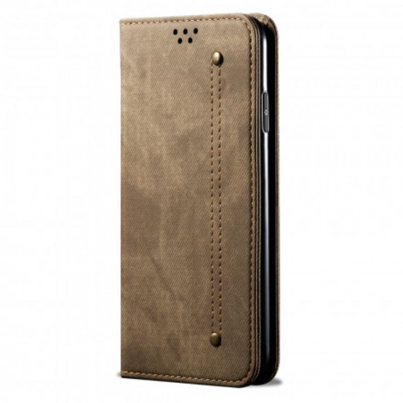 Capa De Celular Para Xiaomi Redmi Note 10 / 10S Flip Tecido Jeans