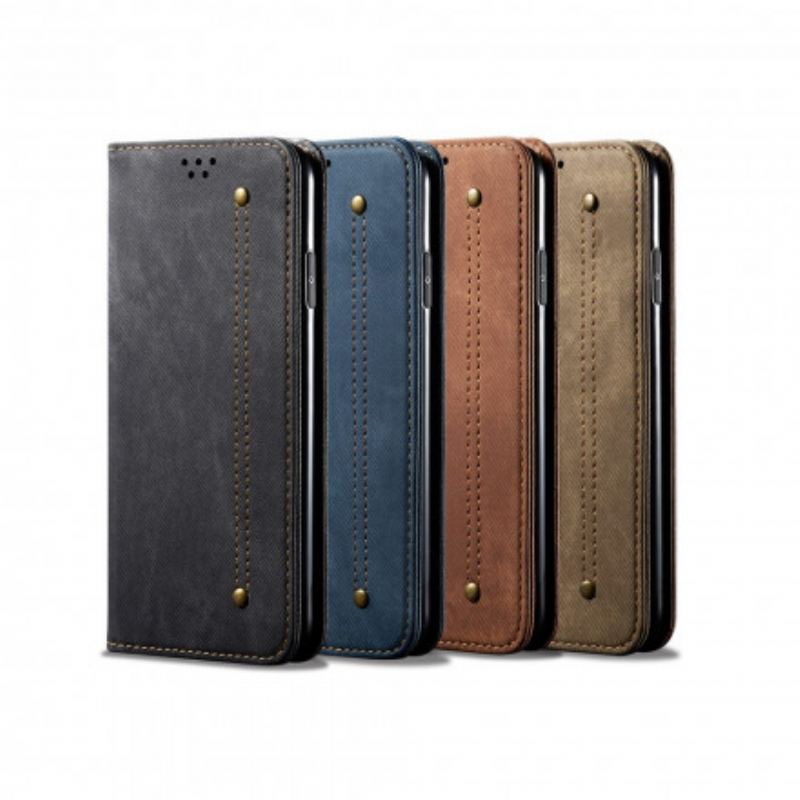 Capa De Celular Para Xiaomi Redmi Note 10 / 10S Flip Tecido Jeans