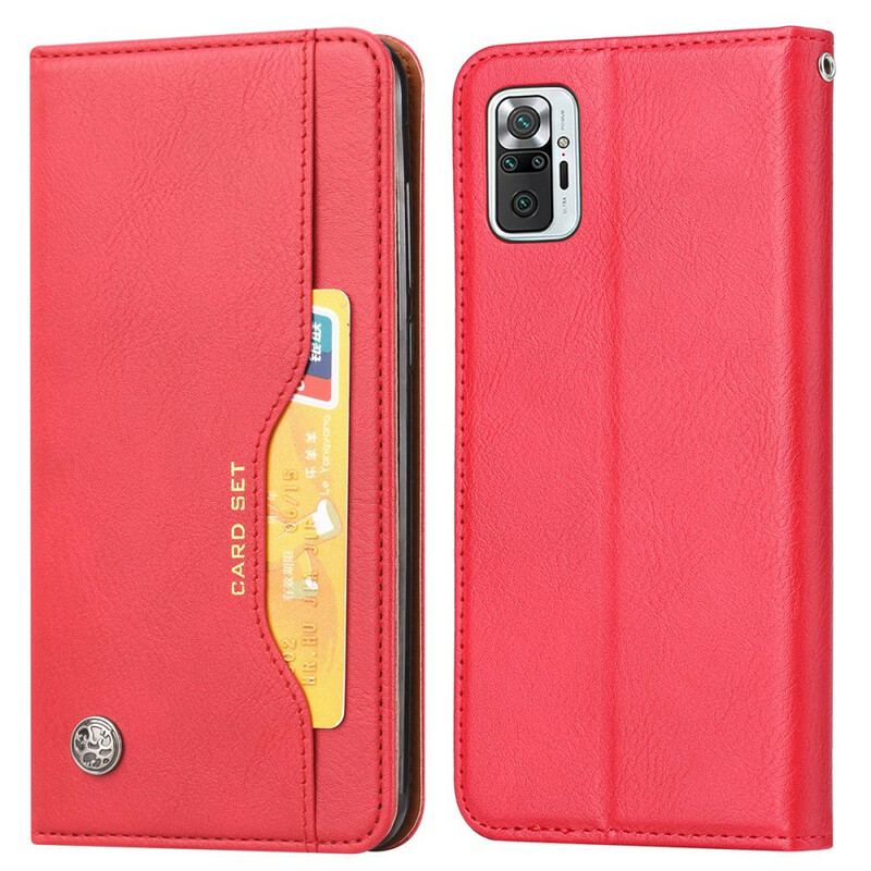 Capa De Celular Para Xiaomi Redmi Note 10 / 10S Flip Titular De Cartão De Couro Sintético