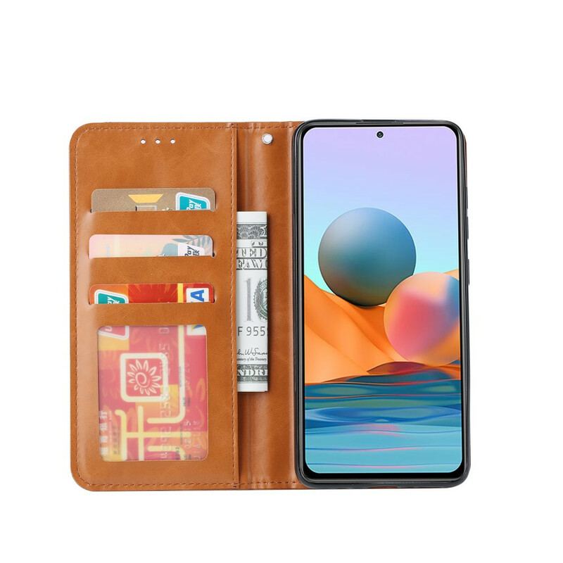 Capa De Celular Para Xiaomi Redmi Note 10 / 10S Flip Titular De Cartão De Couro Sintético