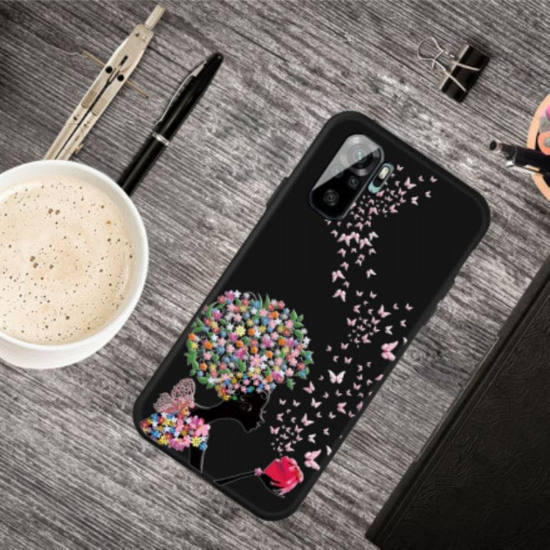 Capa De Celular Para Xiaomi Redmi Note 10 / 10S Mulher Cabeça De Flor