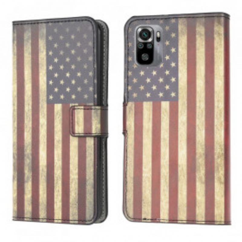 Capa De Couro Para Xiaomi Redmi Note 10 / 10S Bandeira Americana