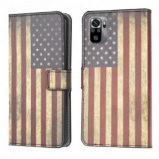 Capa De Couro Para Xiaomi Redmi Note 10 / 10S Bandeira Americana