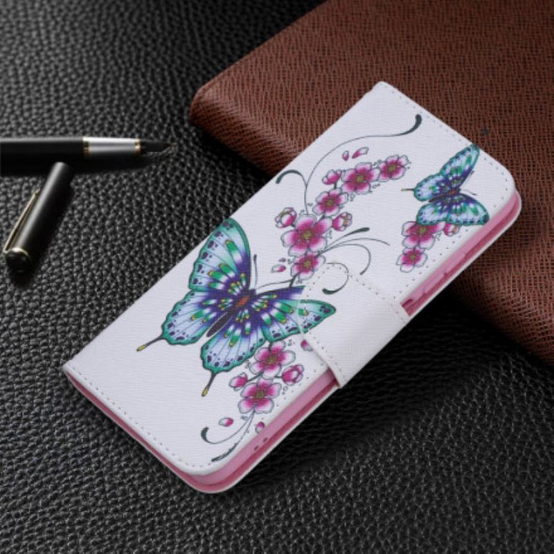 Capa De Couro Para Xiaomi Redmi Note 10 / 10S Borboletas Maravilhosas