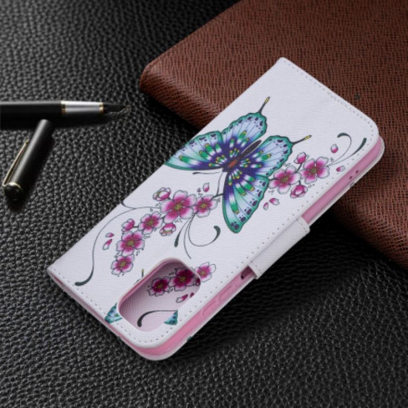 Capa De Couro Para Xiaomi Redmi Note 10 / 10S Borboletas Maravilhosas