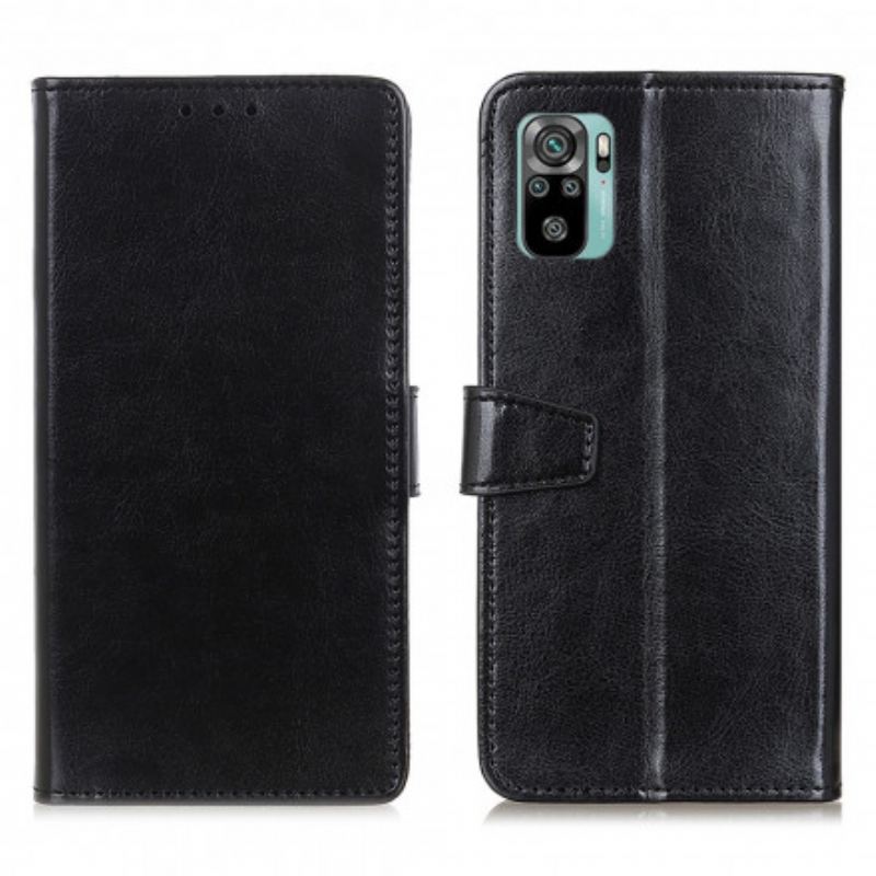 Capa De Couro Para Xiaomi Redmi Note 10 / 10S Efeito Couro Brilhante Simples