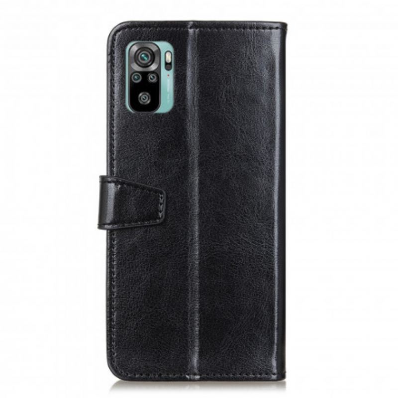 Capa De Couro Para Xiaomi Redmi Note 10 / 10S Efeito Couro Brilhante Simples