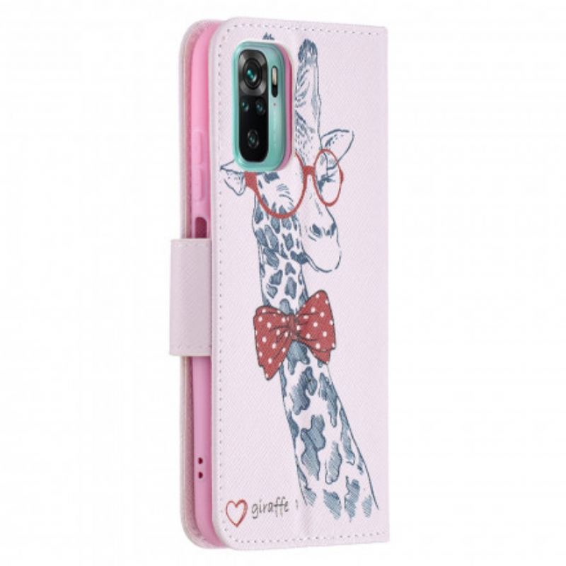 Capa De Couro Para Xiaomi Redmi Note 10 / 10S Girafa Inteligente