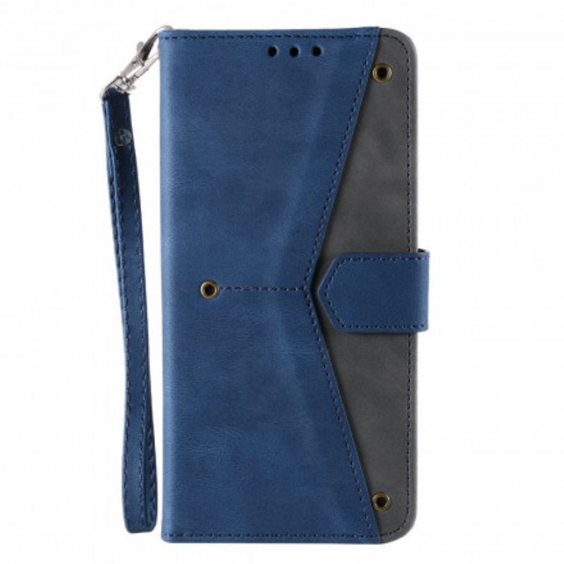 Capa De Couro Para Xiaomi Redmi Note 10 / 10S Rebites Bicolores De Couro Falso