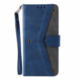 Capa De Couro Para Xiaomi Redmi Note 10 / 10S Rebites Bicolores De Couro Falso