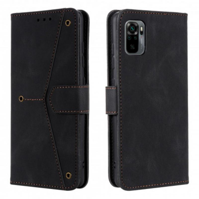 Capa De Couro Para Xiaomi Redmi Note 10 / 10S Rebites Bicolores De Couro Falso