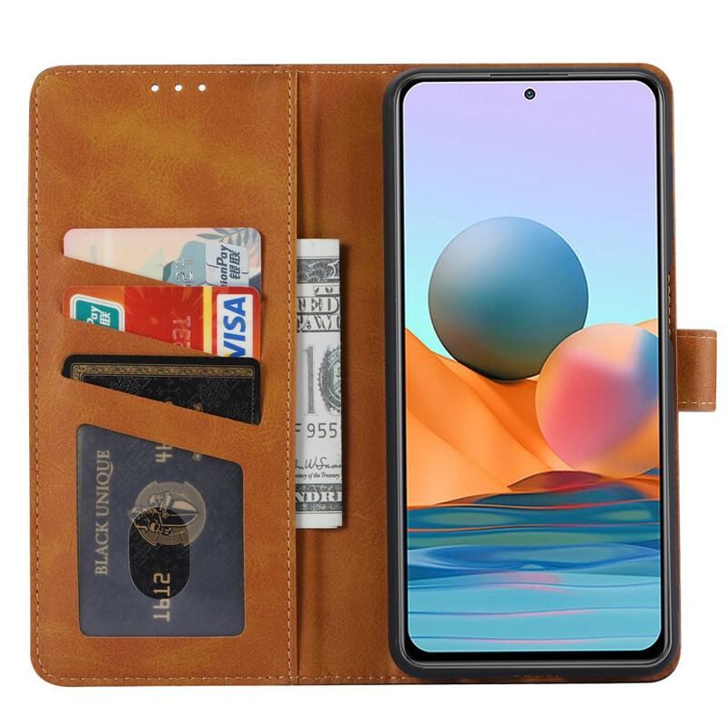 Capa De Couro Para Xiaomi Redmi Note 10 / 10S Titular De Cartão Frontal E Alça