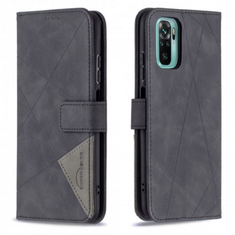 Capa De Couro Para Xiaomi Redmi Note 10 / 10S Triângulo Binfen Cor