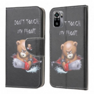 Capa De Couro Para Xiaomi Redmi Note 10 / 10S Urso Perigoso