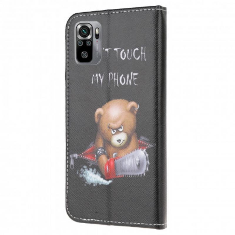 Capa De Couro Para Xiaomi Redmi Note 10 / 10S Urso Perigoso