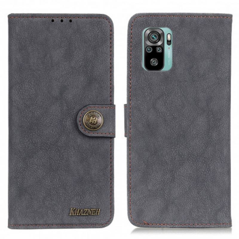 Capa Em Pele Para Xiaomi Redmi Note 10 / 10S Couro Dividido Retrô Khazneh