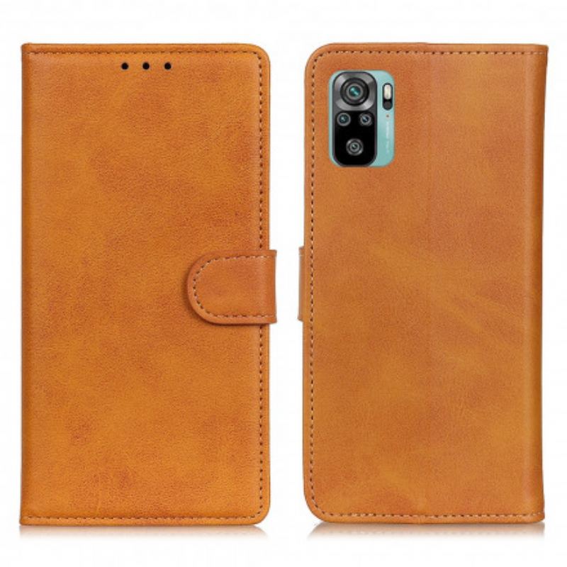 Capa Em Pele Para Xiaomi Redmi Note 10 / 10S Efeito De Couro Fosco Retrô