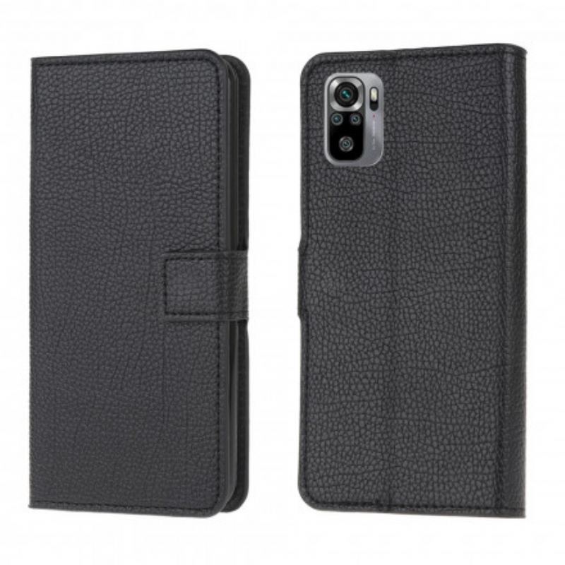 Capa Em Pele Para Xiaomi Redmi Note 10 / 10S Efeito De Couro Granulado De Lichia