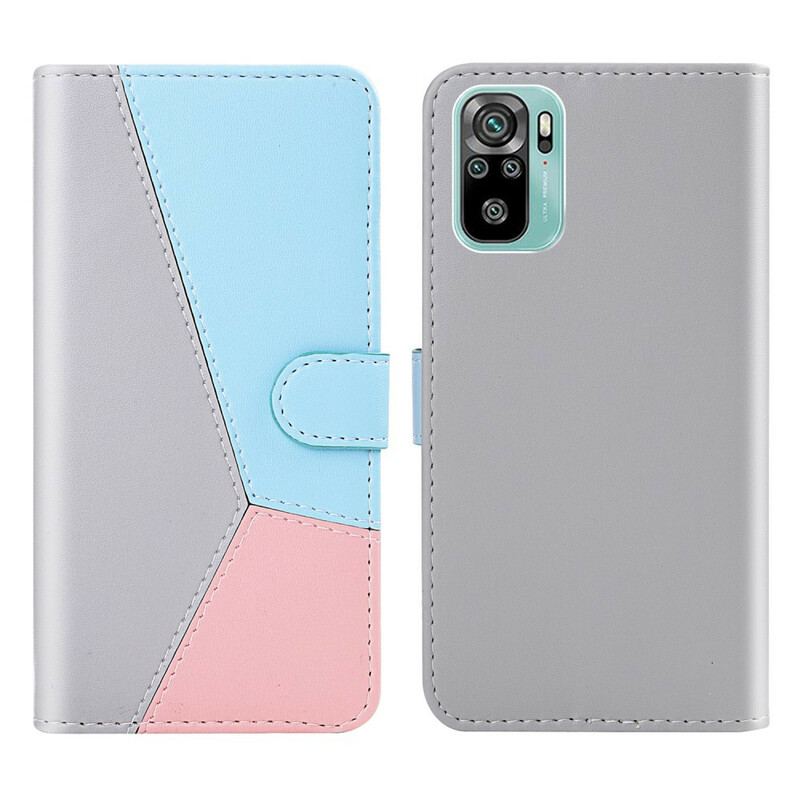 Capa Em Pele Para Xiaomi Redmi Note 10 / 10S Efeito Couro Tricolor